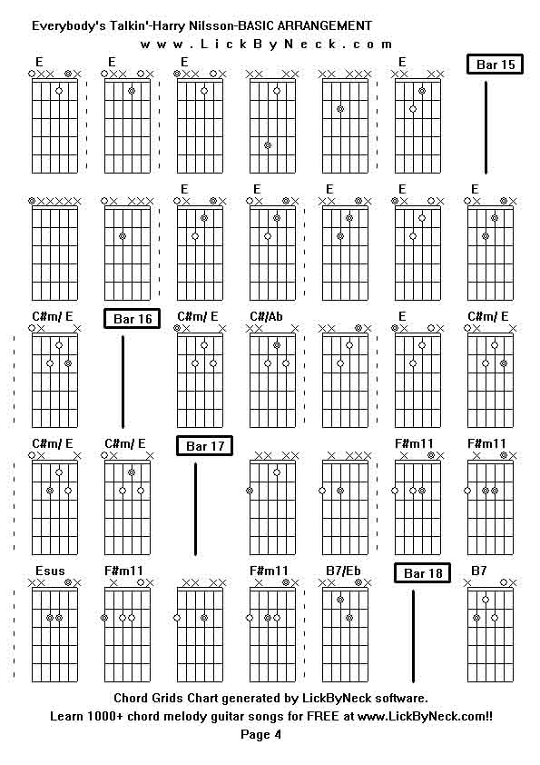 Chord Grids Chart of chord melody fingerstyle guitar song-Everybody's Talkin'-Harry Nilsson-BASIC ARRANGEMENT,generated by LickByNeck software.